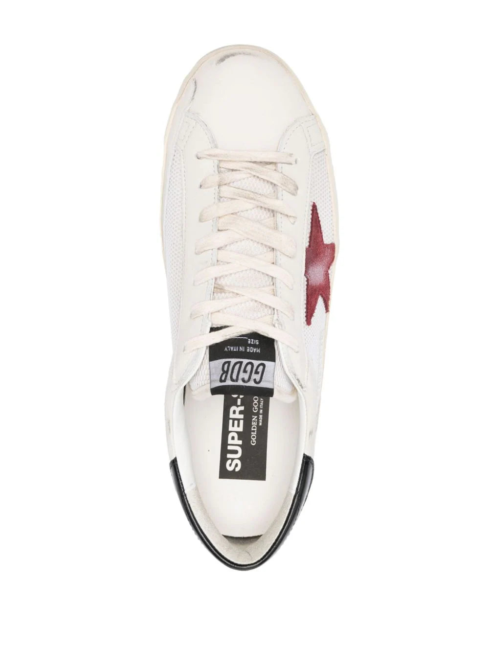 Golden Goose Super-star In White Mesh With Suede Star And Leather Heel Tab