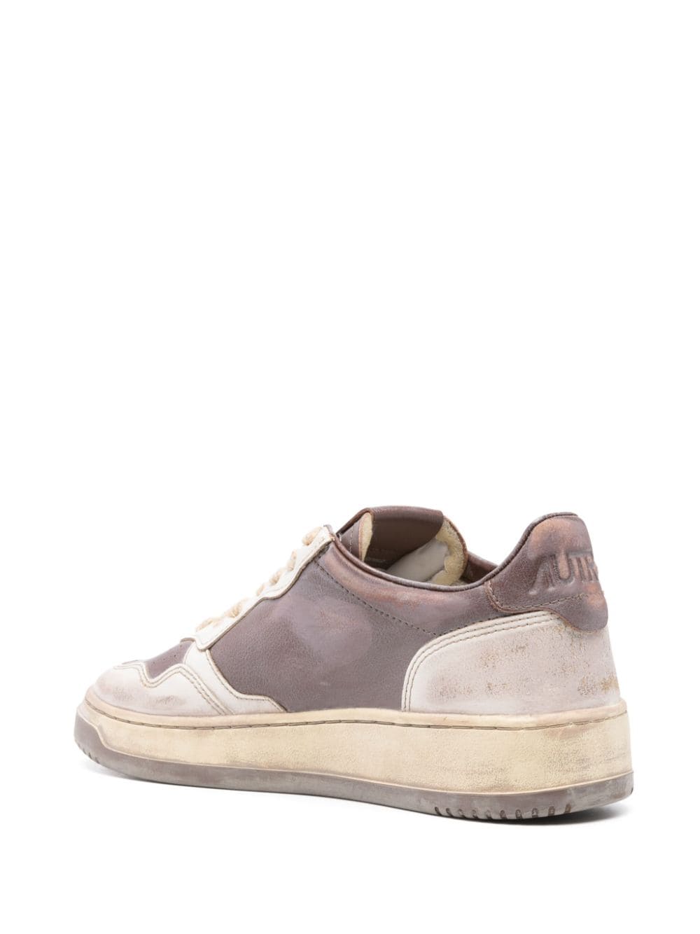 AUTRY Super Vintage Low Sneakers In White Leather And Mud Patridge