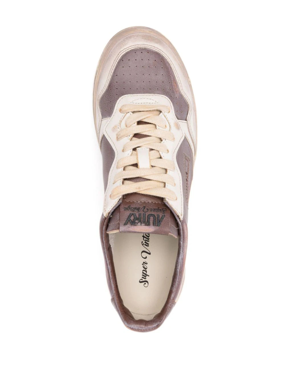 AUTRY Super Vintage Low Sneakers In White Leather And Mud Patridge