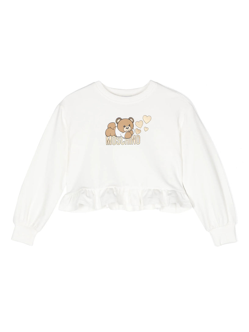 Moschino Kids Sweatshirt with rouches and teddy bear print