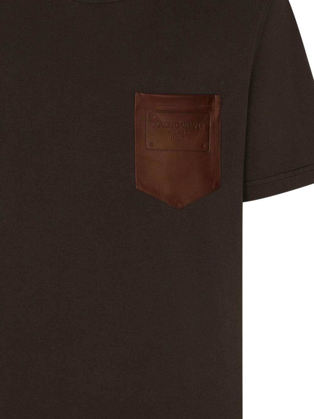 Dolce & Gabbana T-shirt With Leather Breast Pocket And Logo