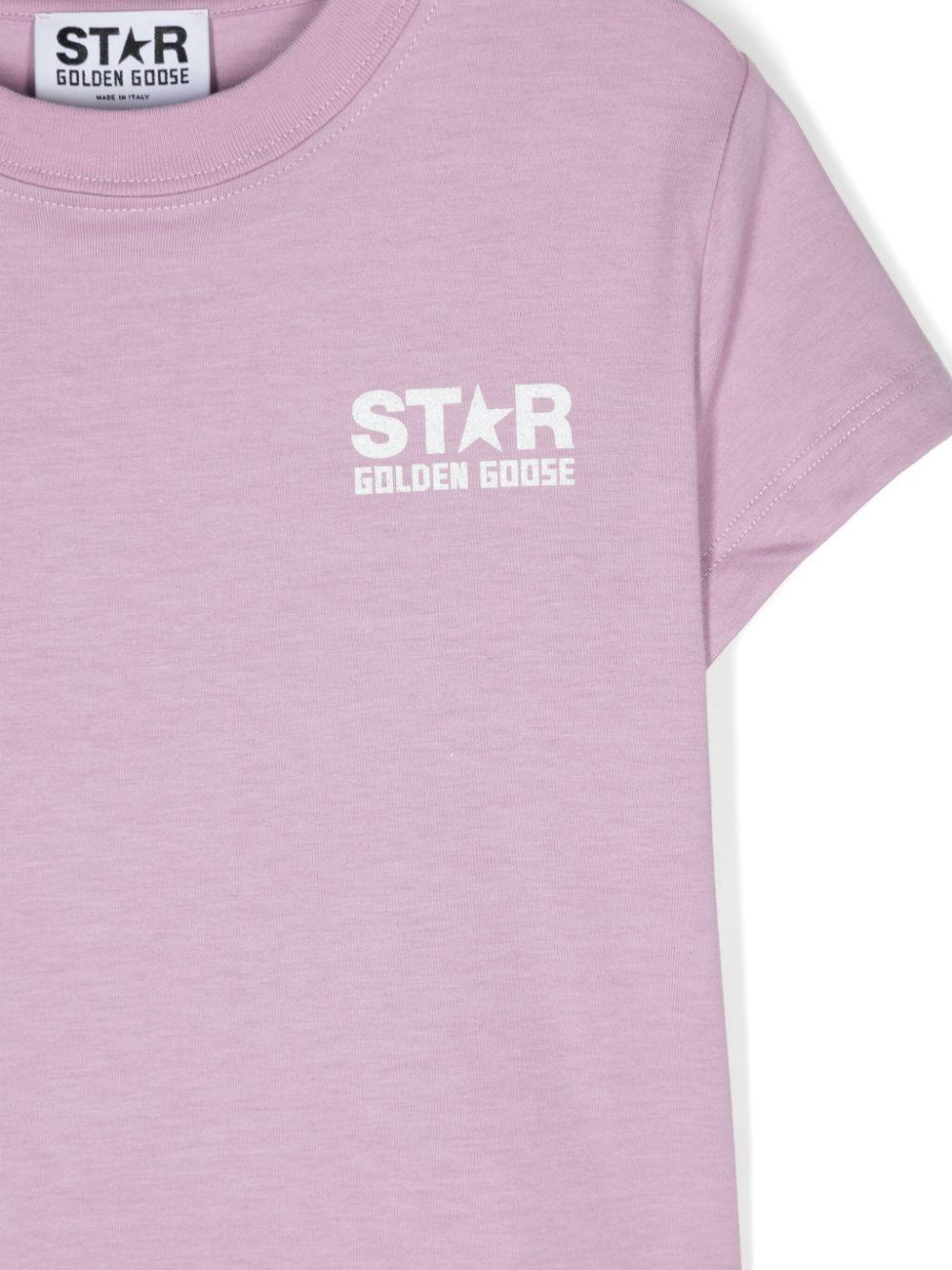 Golden Goose Kids T-shirt With Logo And Maxi Star In Glitter