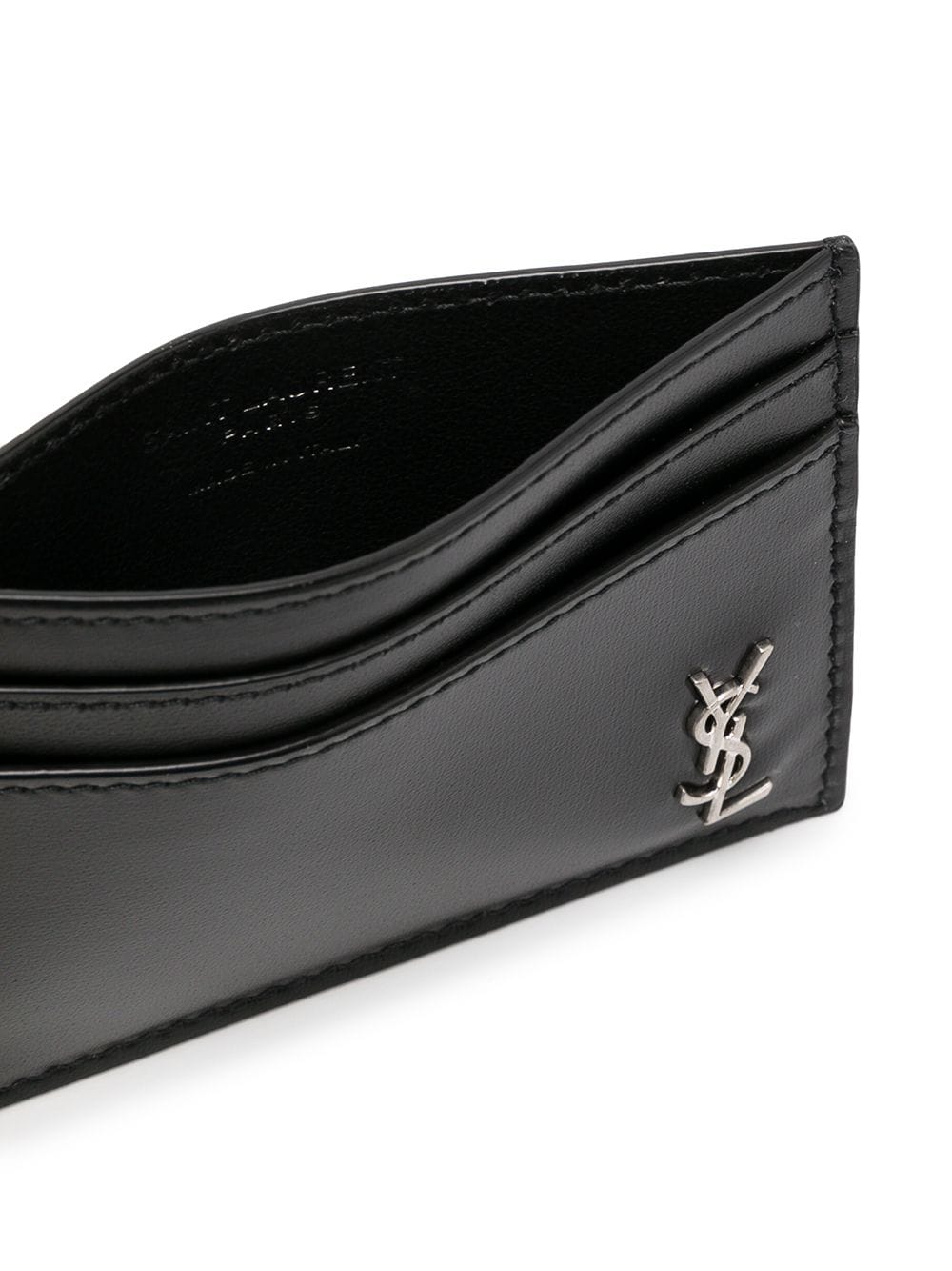 Saint Laurent Tiny Cassandre Card Holder In Matte Leather