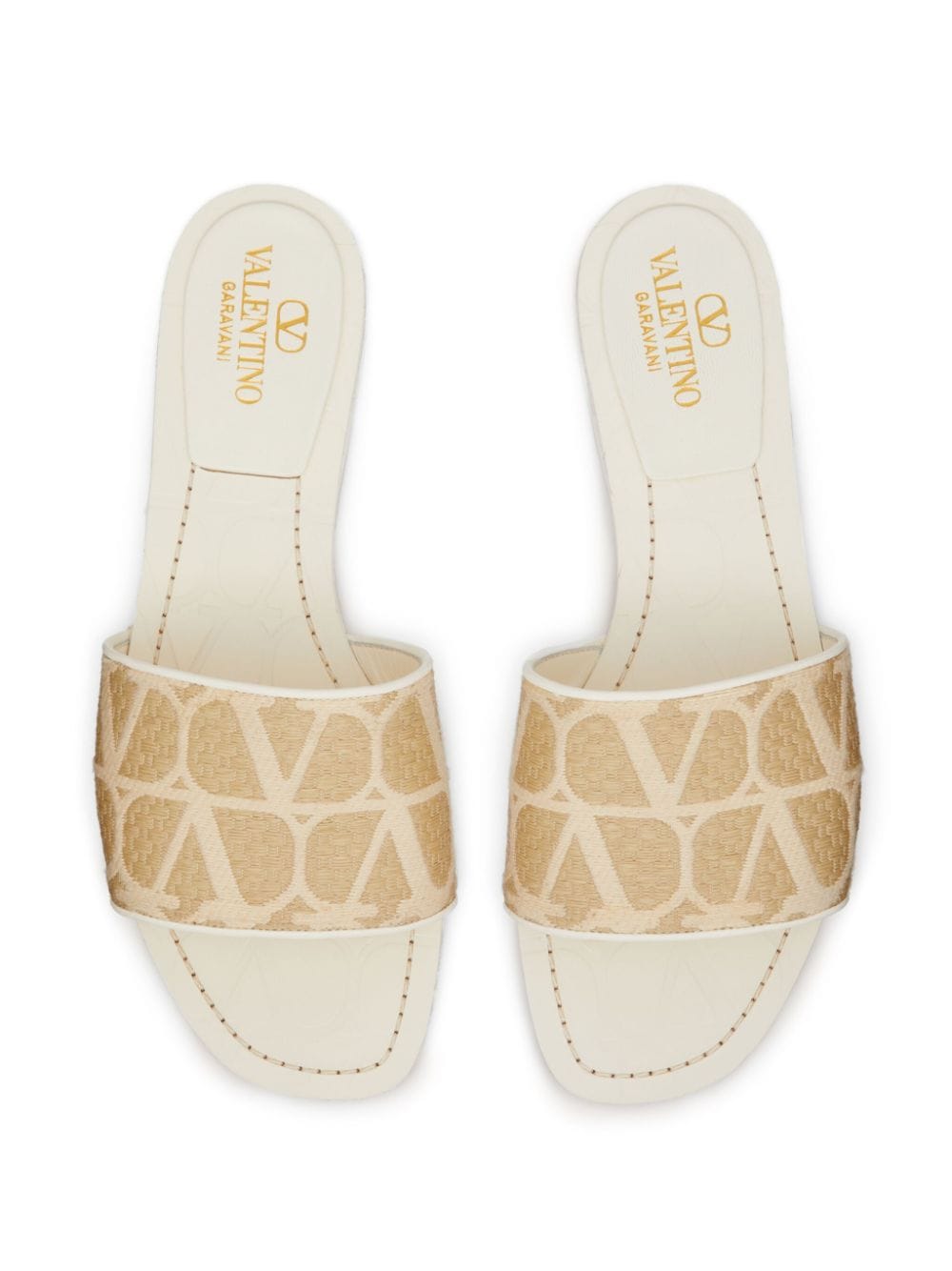 Valentino Garavani Toile Iconographe Raffia Slide Sandal