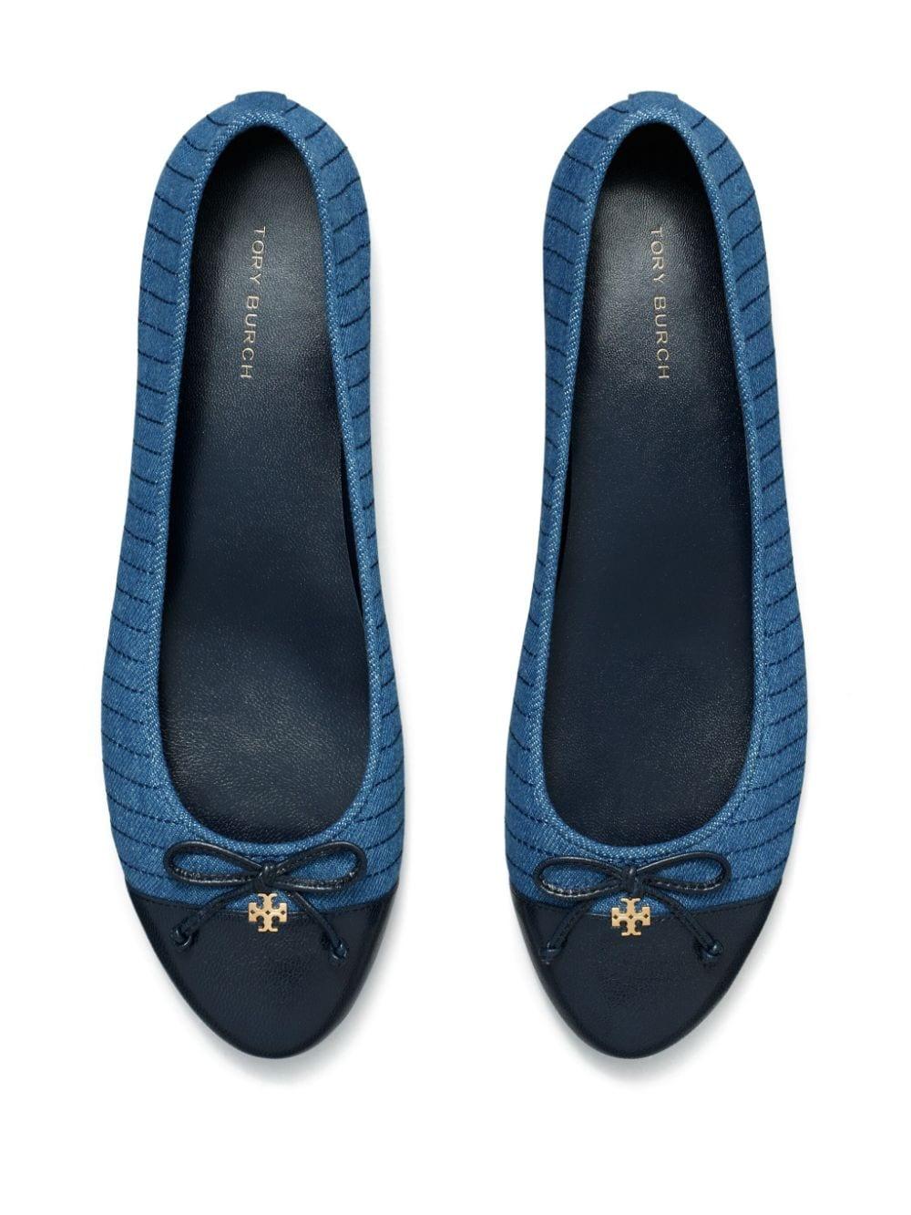 Tory Burch Quilted Denim Ballet Flats