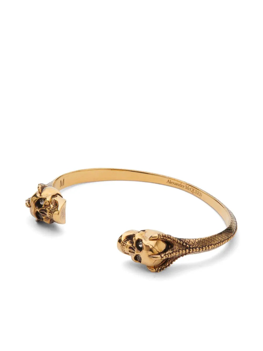 Alexander McQueen Twin Skull Bracelet In Antique Gold