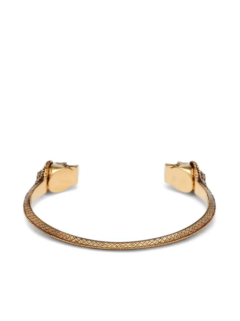 Alexander McQueen Twin Skull Bracelet In Antique Gold