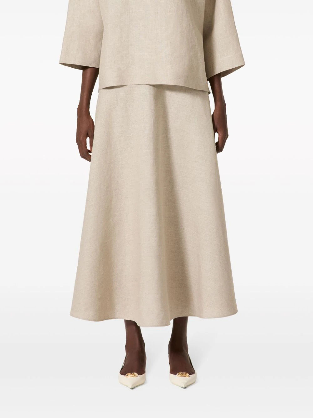 Valentino Garavani Linen Canvas Midi Skirt