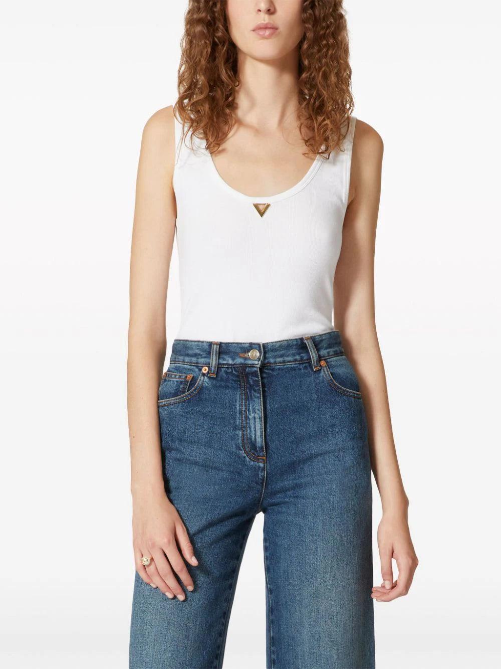 Valentino Garavani Top In Ribbed Cotton
