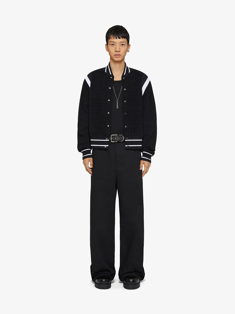 Givenchy Varsity Jacket In 4g Knit With Velvet Effect