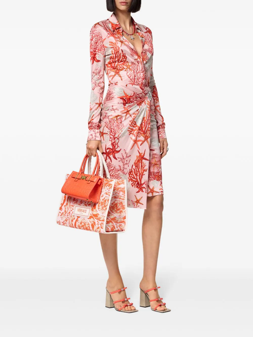 VERSACE Barocco Sea Gathered Midi Skirt