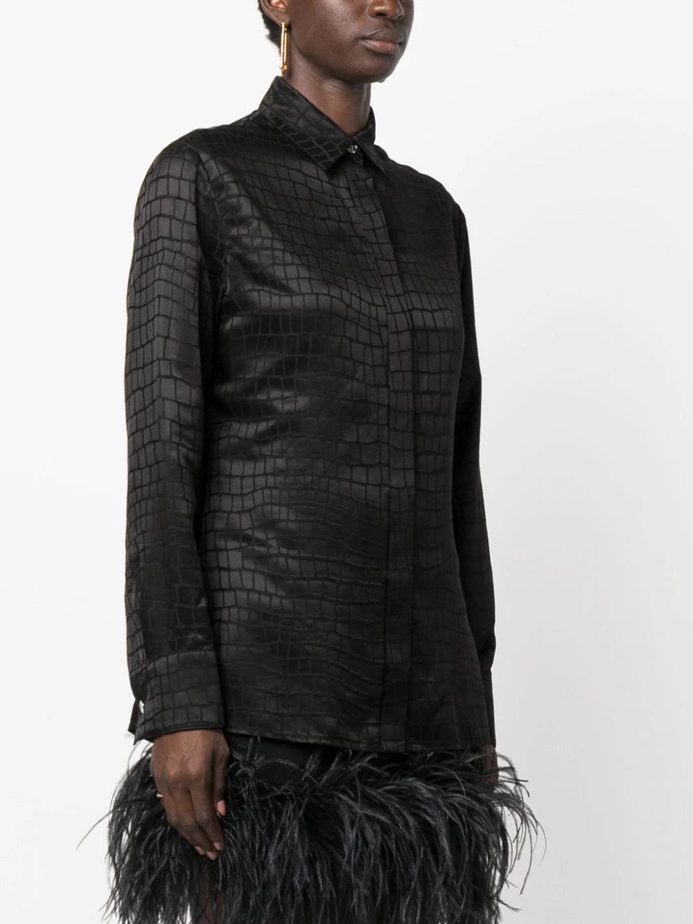 VERSACE Croc-devoré Silk Blend Shirt