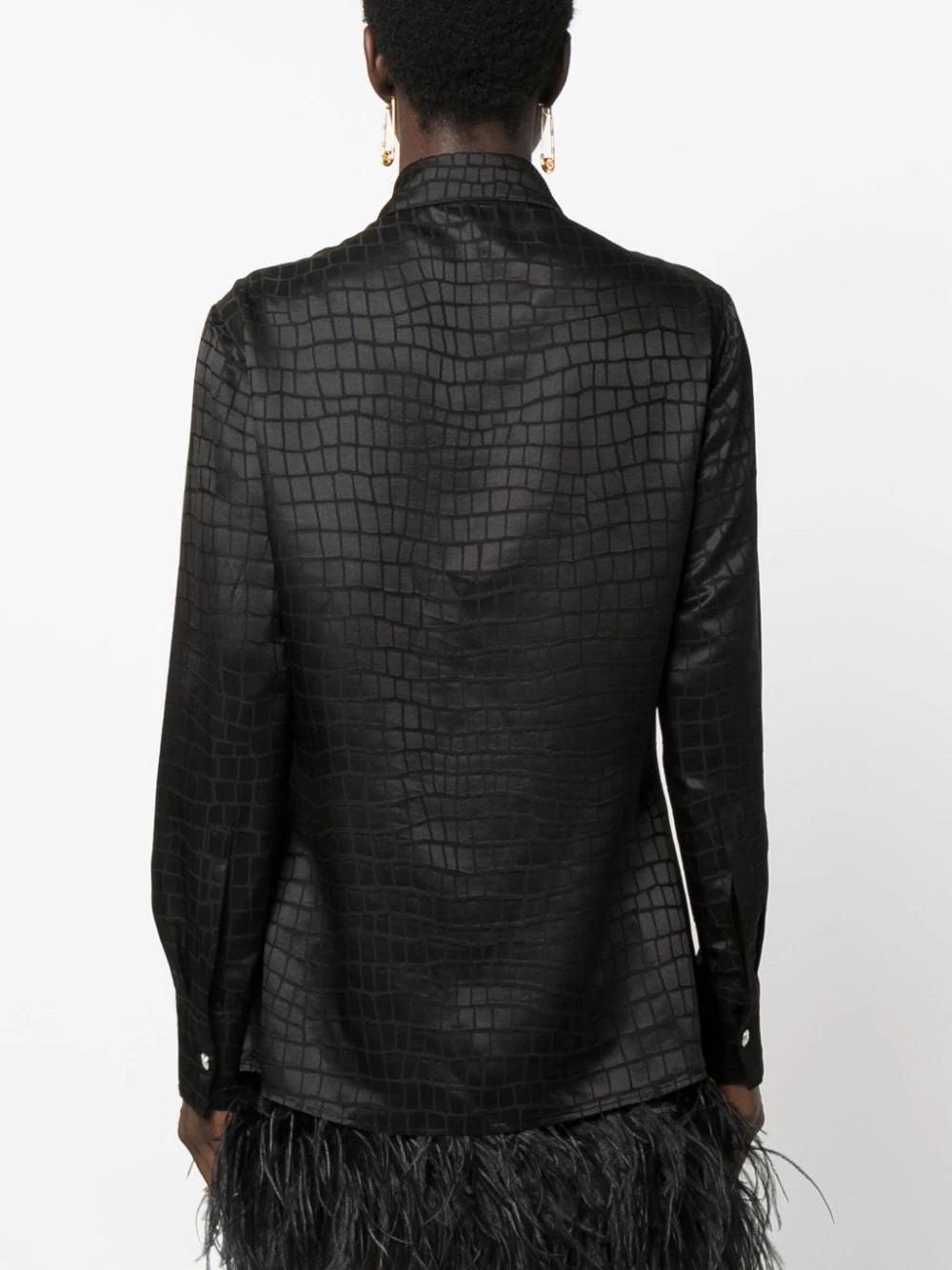 VERSACE Croc-devoré Silk Blend Shirt
