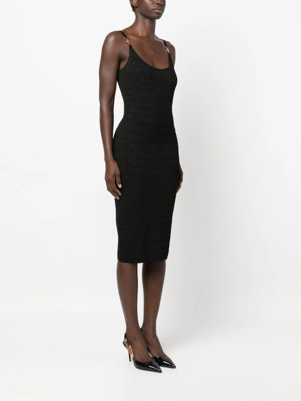 VERSACE Croc-jacquard Knit Mini Dress