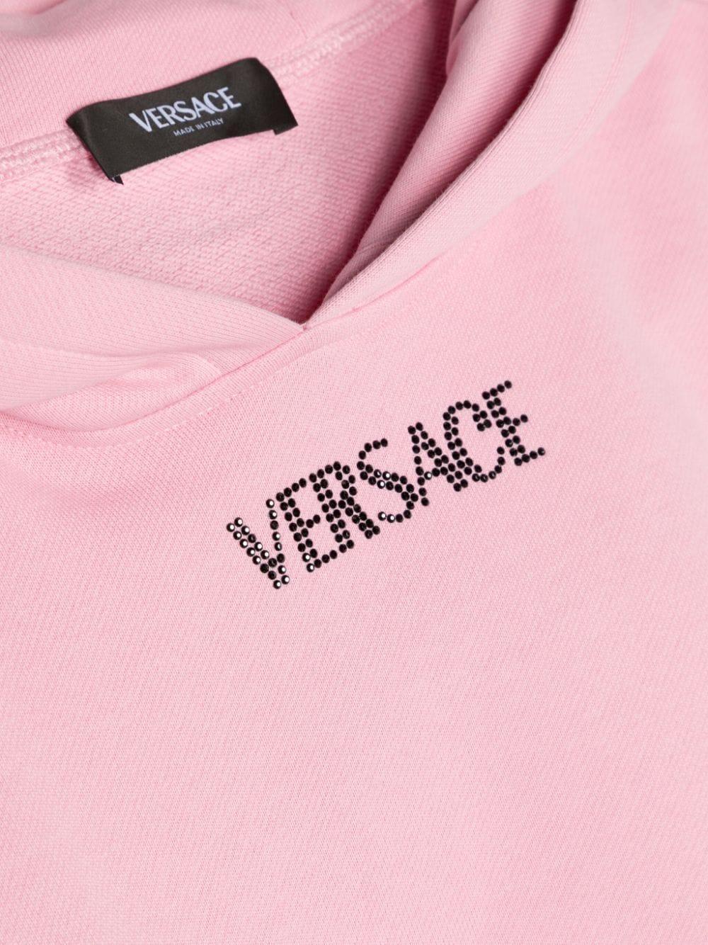 VERSACE Kids Hoodie With Greca Border And Crystals