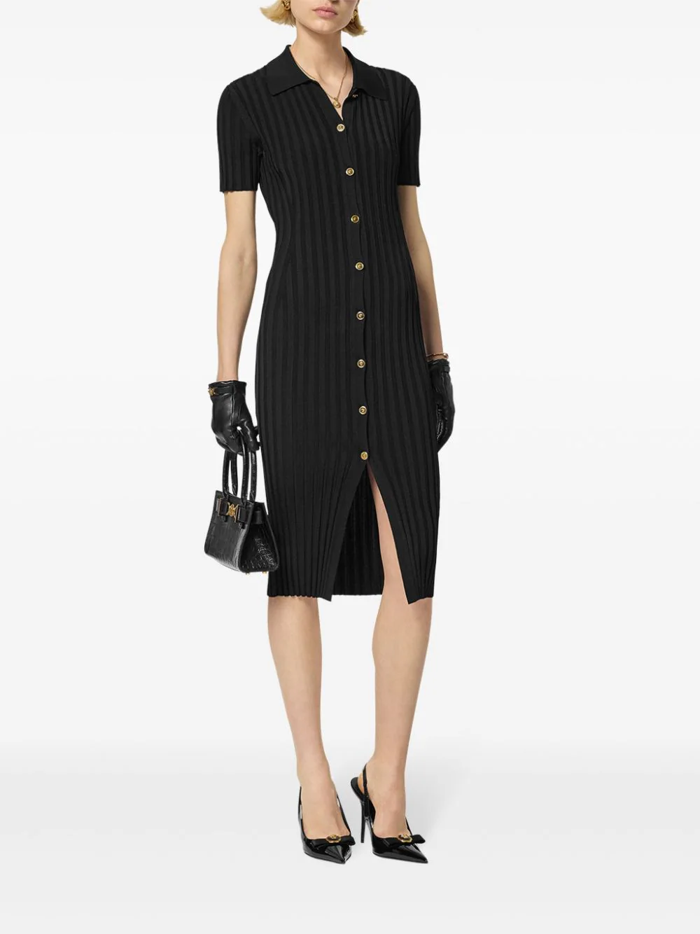 VERSACE Knit Midi Shirt Dress