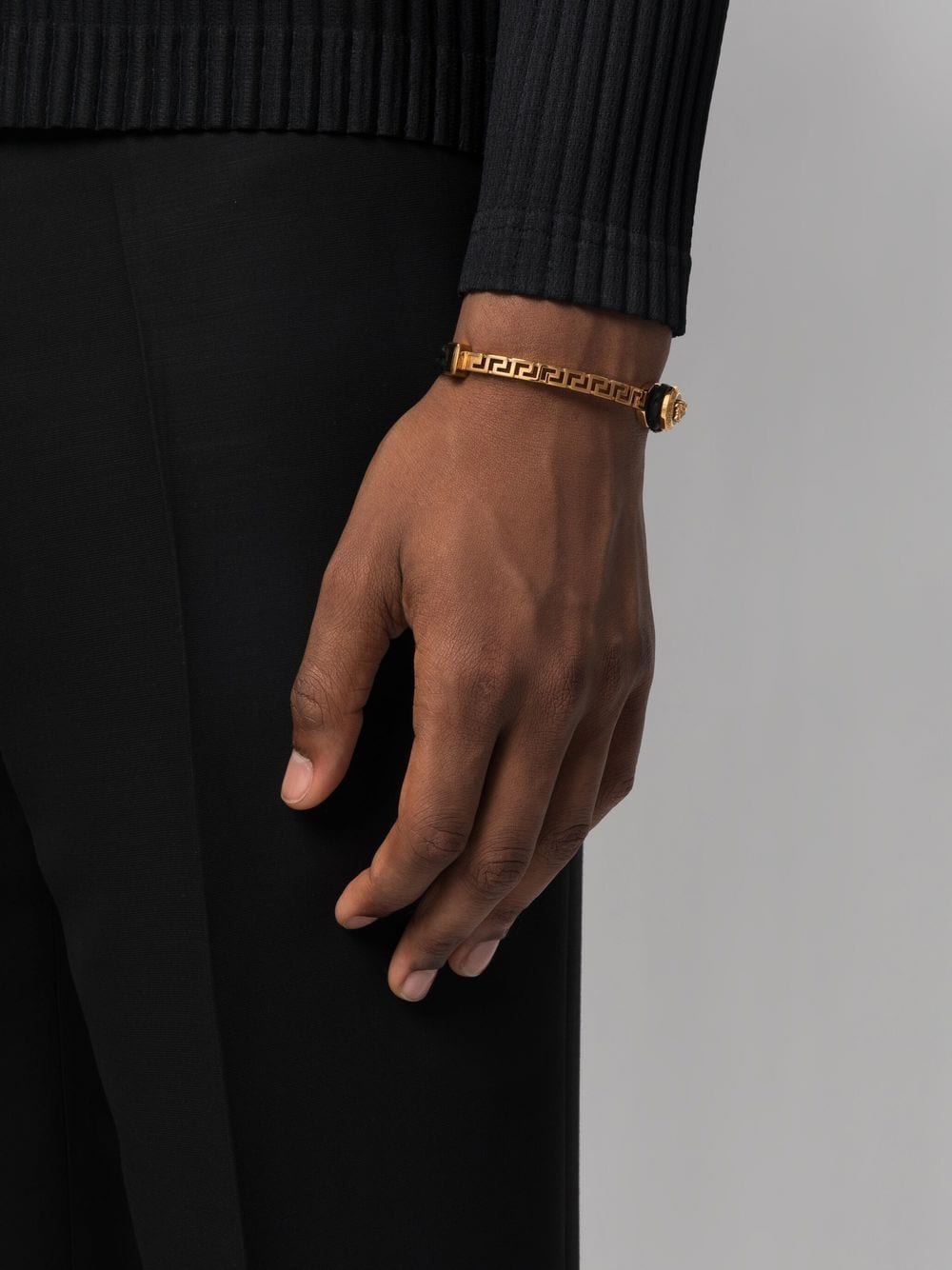 VERSACE La Greca Leather Bracelet
