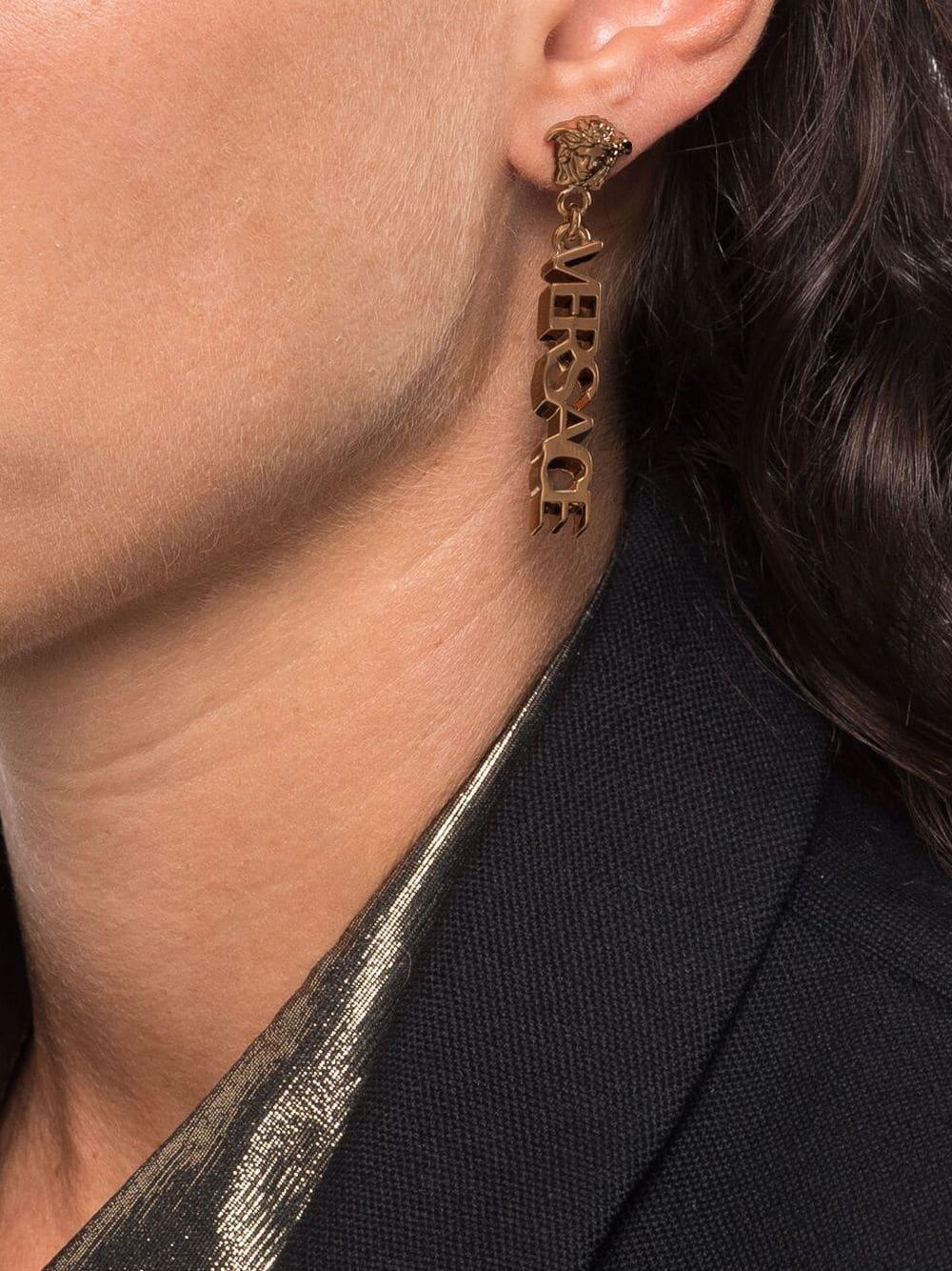 VERSACE Logo Drop Earrings