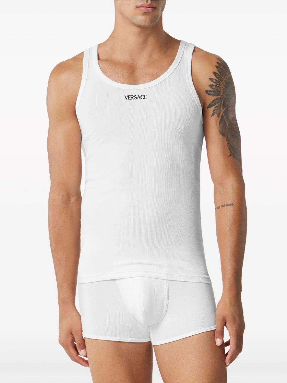 VERSACE Logo Ribbed Tank Top