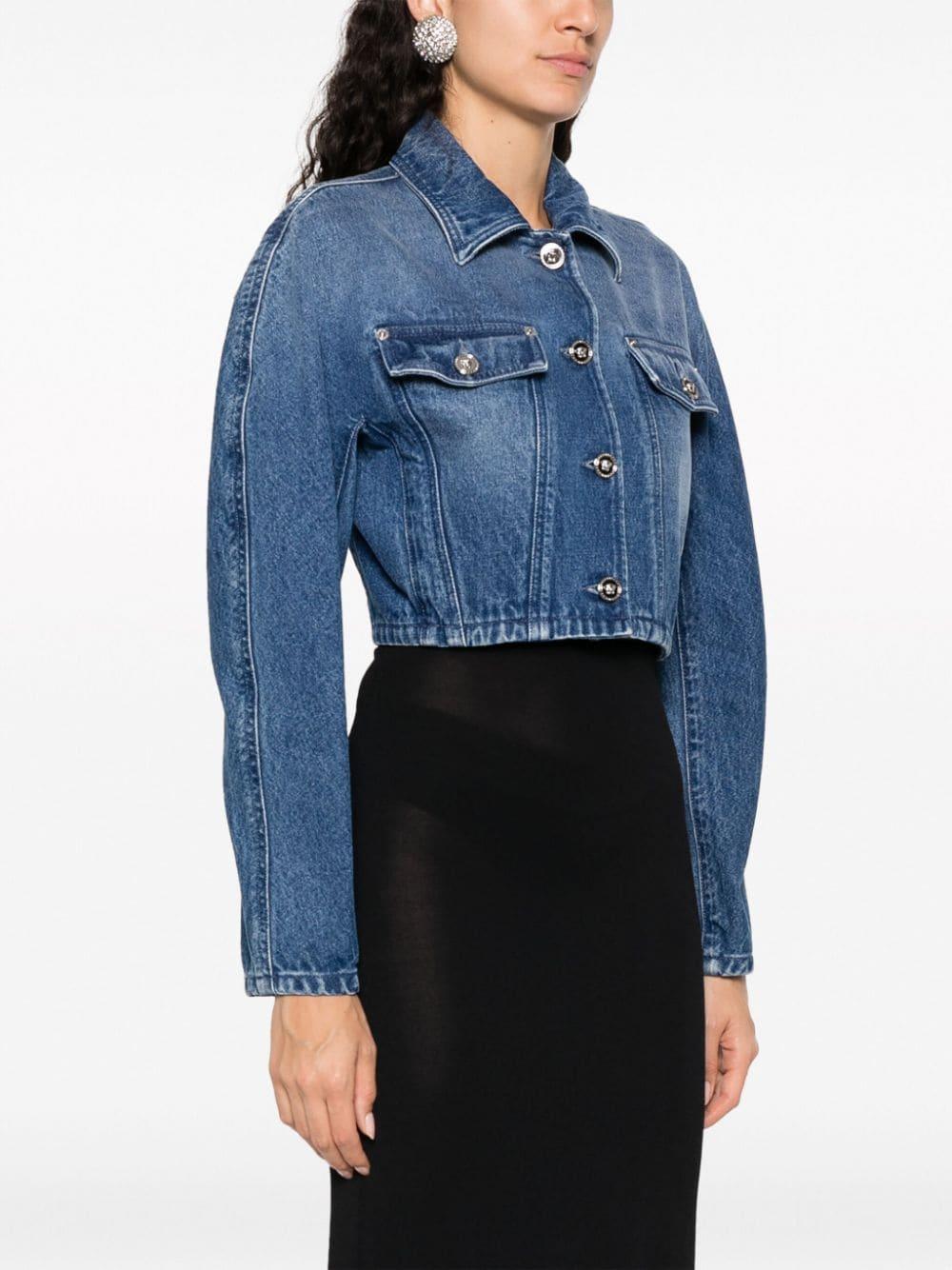 VERSACE Rounded Crop Denim Jacket