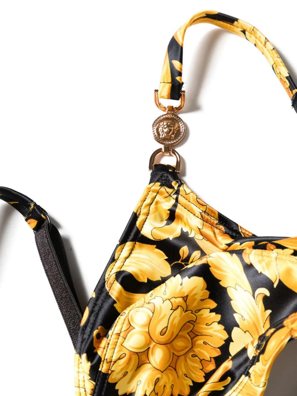 VERSACE Stretch Satin Bralette With Barocco Print