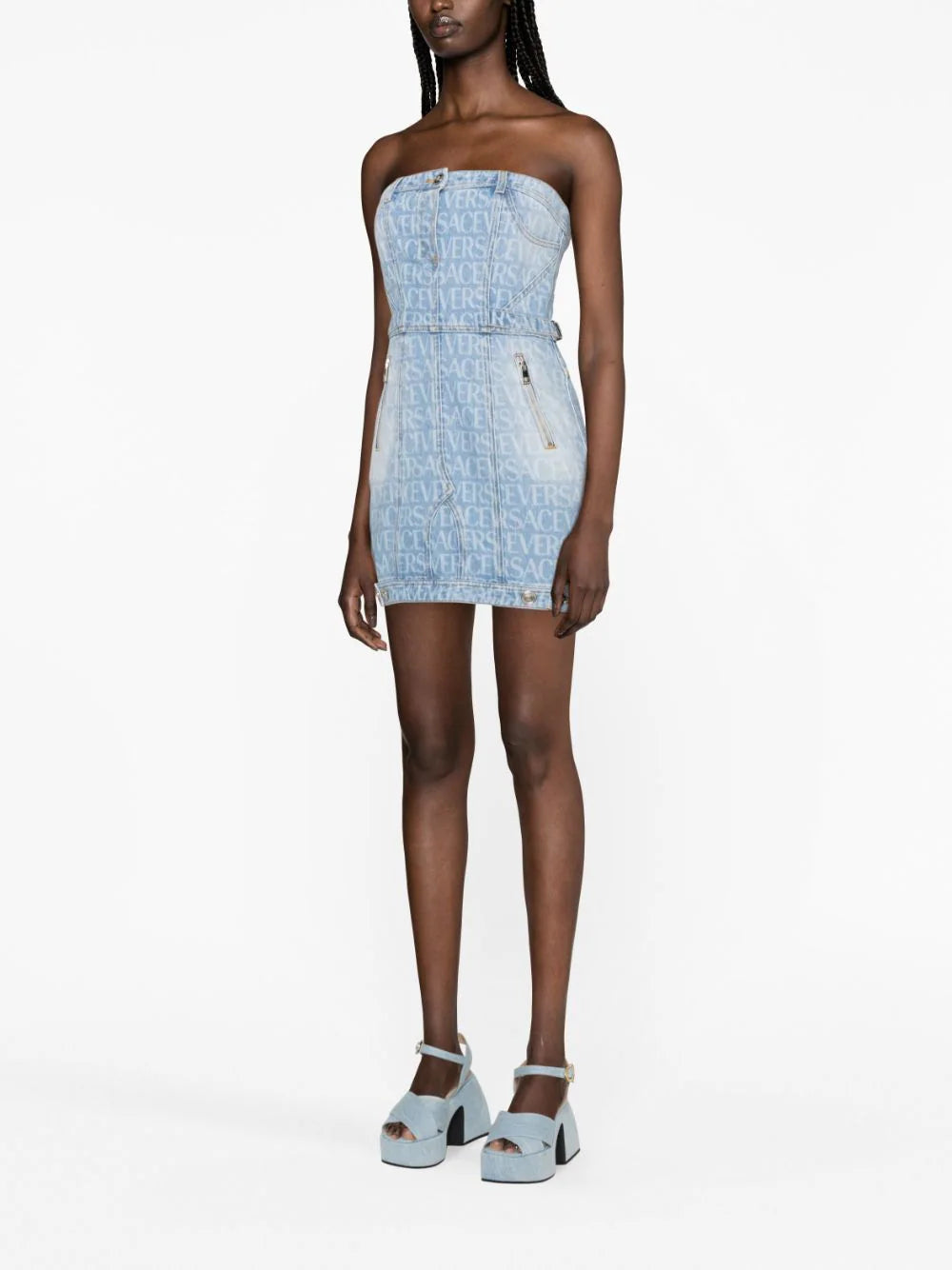 VERSACE Versace Allover Denim Mini Dress