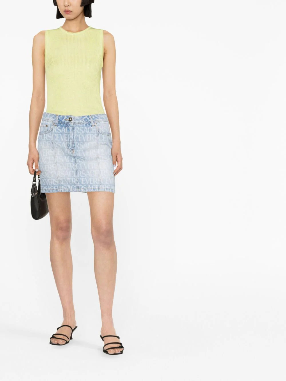 VERSACE Versace Allover Denim Mini Skirt