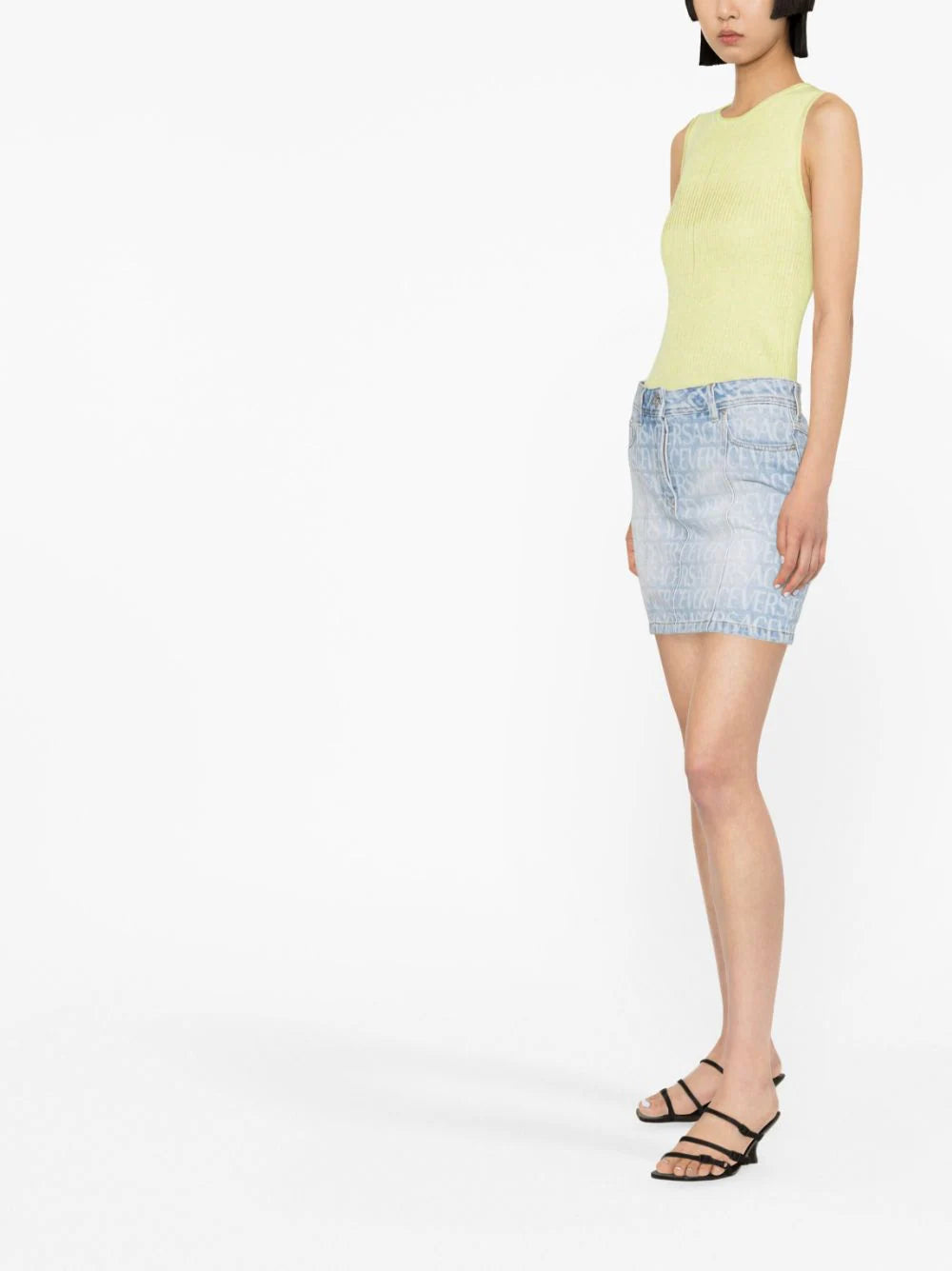 VERSACE Versace Allover Denim Mini Skirt