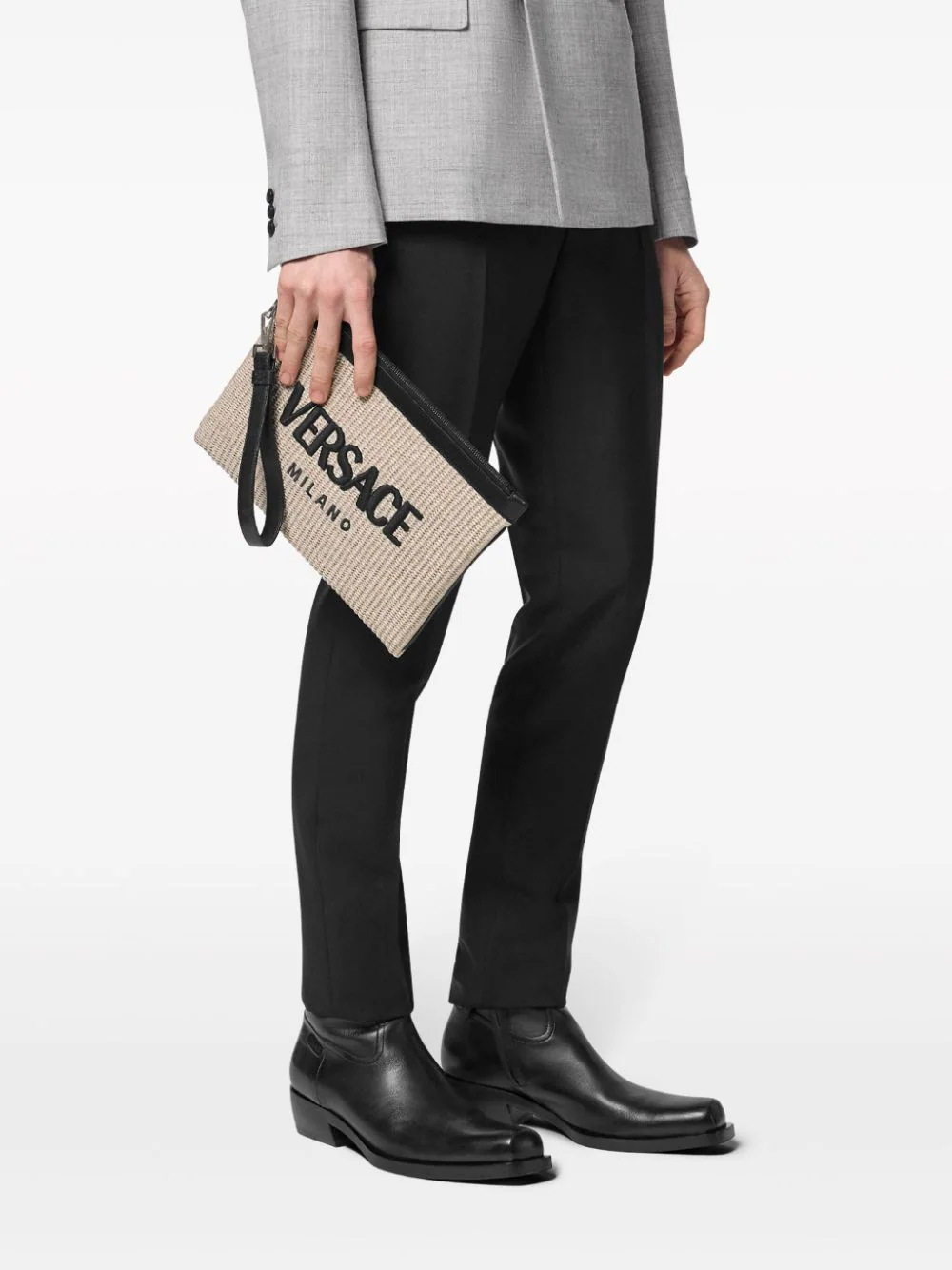 VERSACE Versace Milano Raffia Flat Pouch