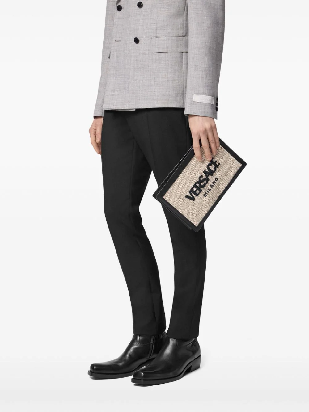 VERSACE Versace Milano Raffia Pouch