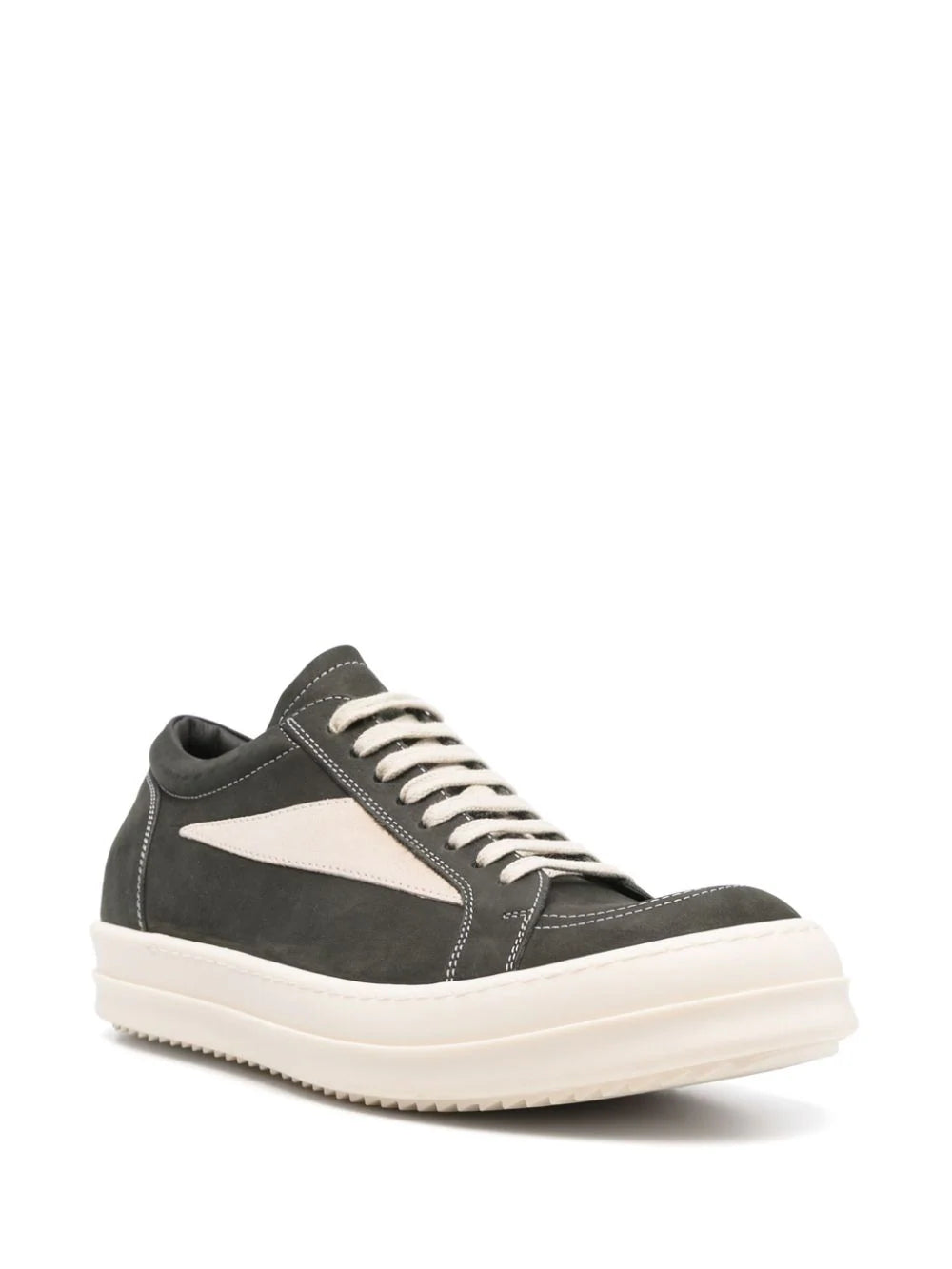 RICK OWENS Vintage Sneaks In Forest/milk Greywolf Nubuck And Velour Suede
