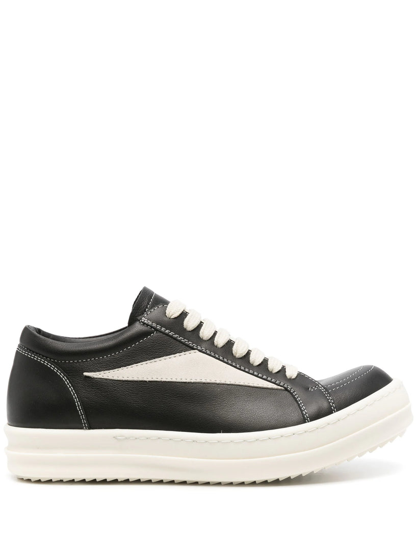 RICK OWENS Vintage sneaks in grain calf leather and velour suede