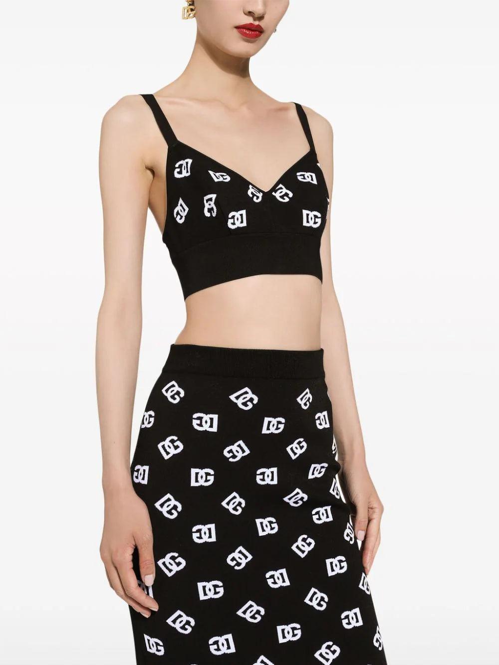 Dolce & Gabbana Viscose Bralette Top With Dg Jacquard Logo