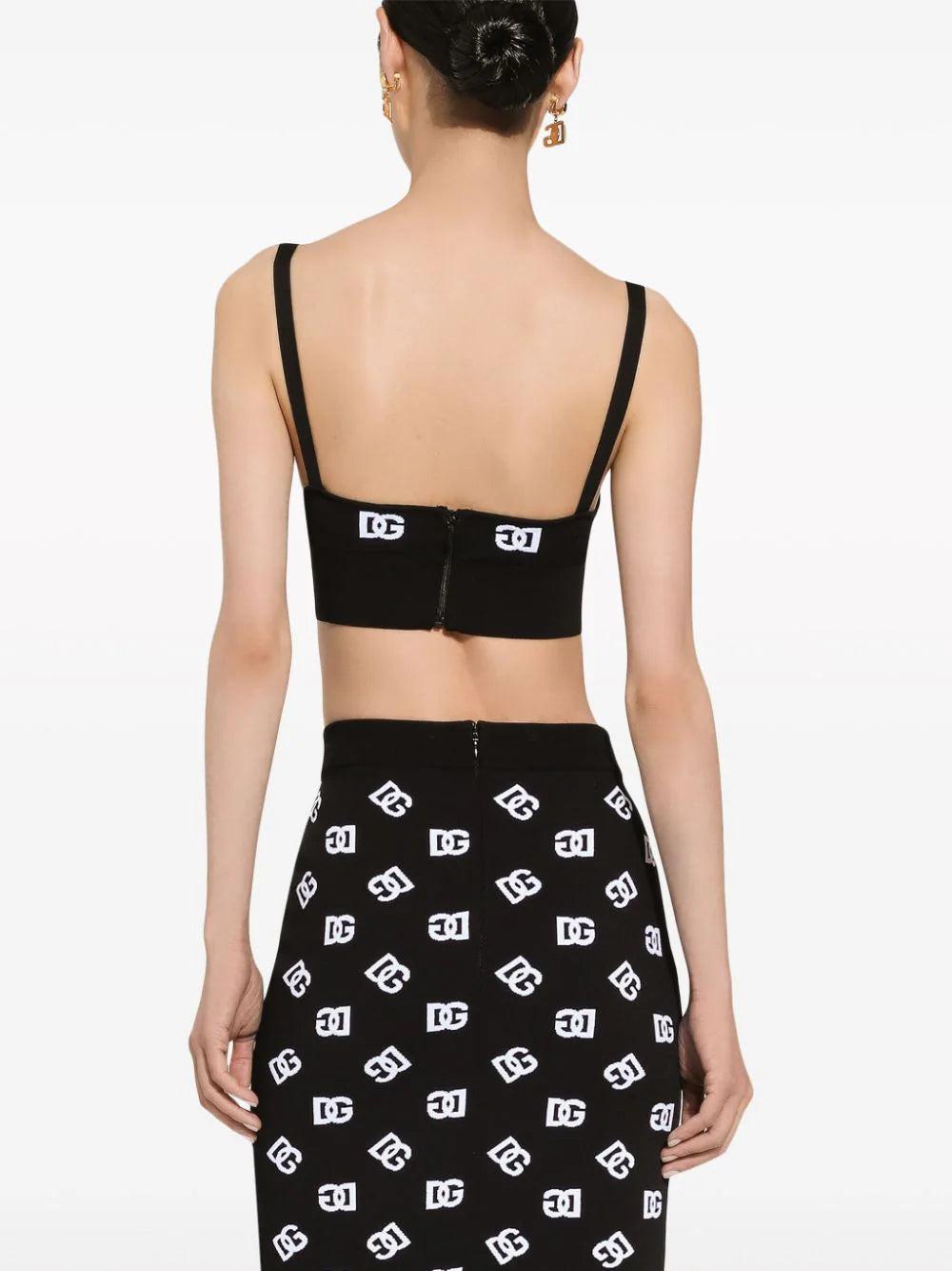 Dolce & Gabbana Viscose Bralette Top With Dg Jacquard Logo