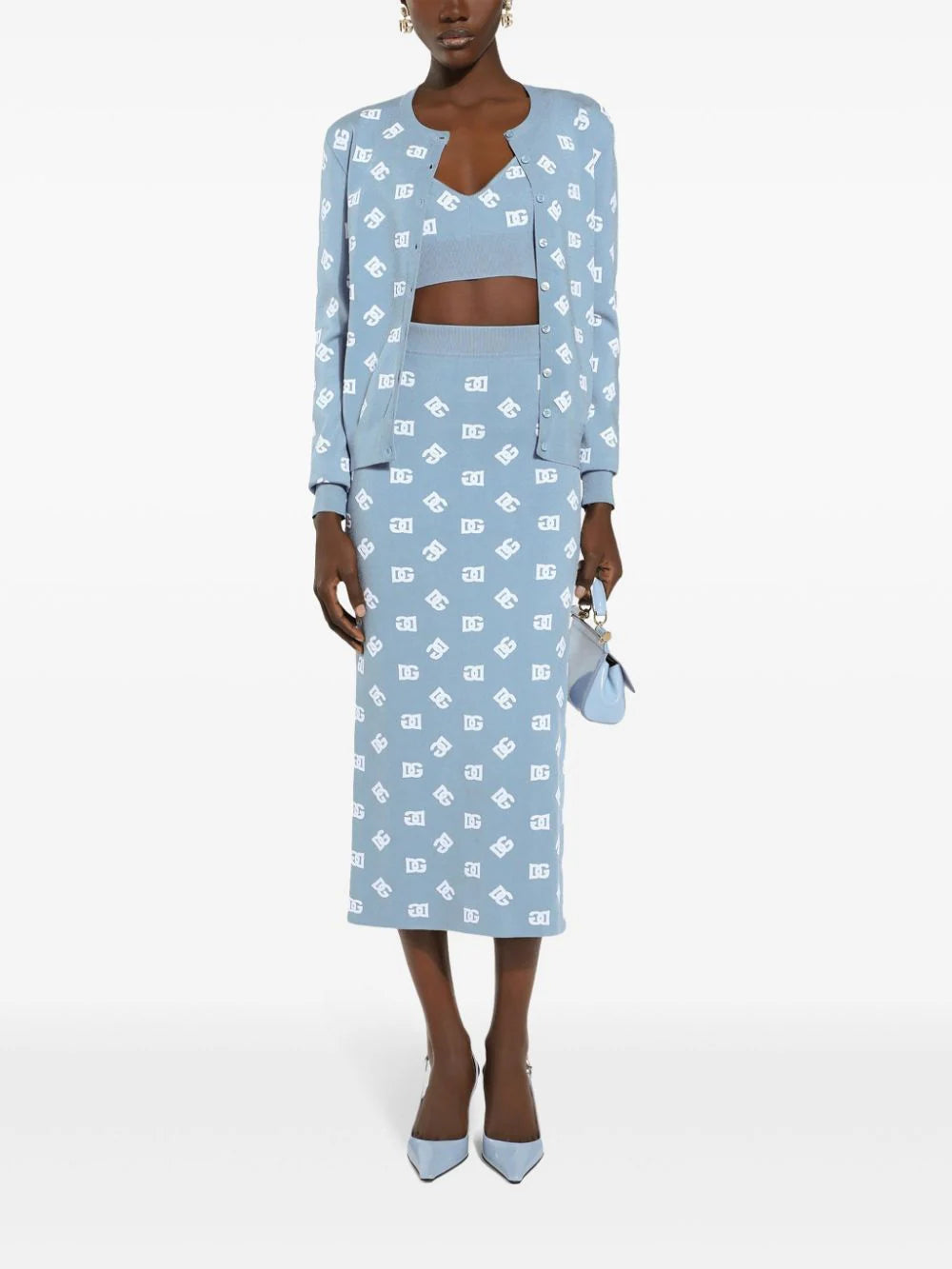 Dolce & Gabbana Viscose Pencil Skirt With Jacquard Dg Logo