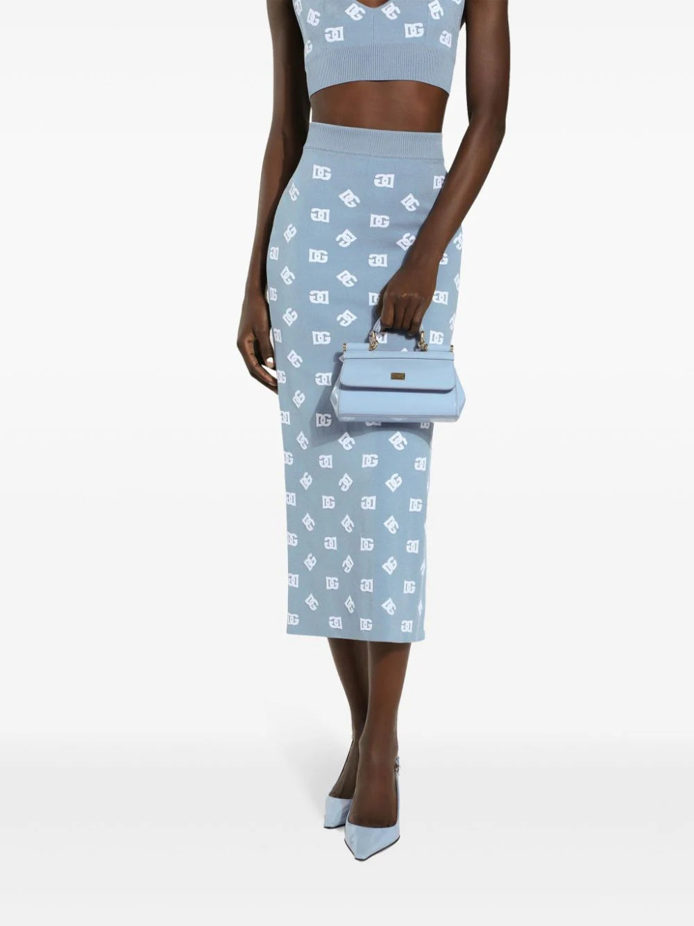 Dolce & Gabbana Viscose Pencil Skirt With Jacquard Dg Logo