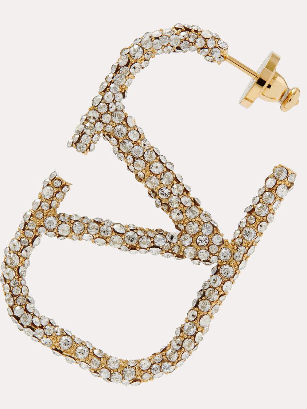 Valentino Garavani Vlogo Signature Earrings In Metal And Swaroski® Crystals