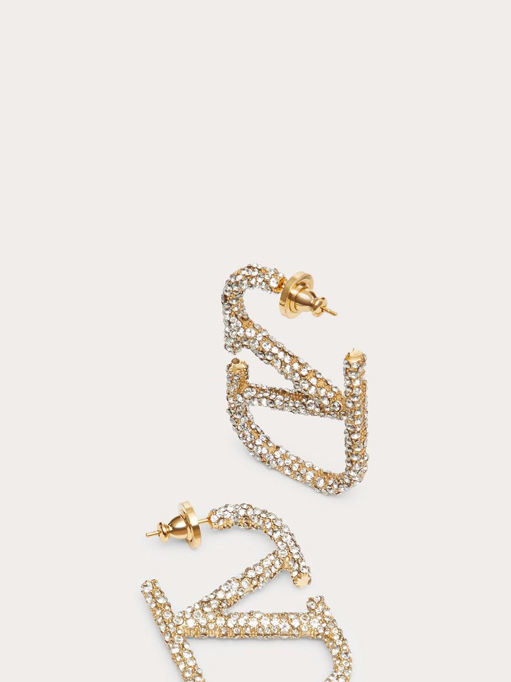 Valentino Garavani Vlogo Signature Earrings In Metal And Swaroski® Crystals