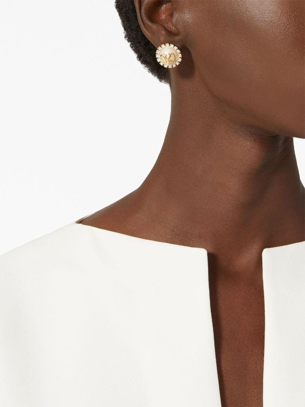 Valentino Garavani Vlogo Signature Earrings In Metal Crystals And Pearl