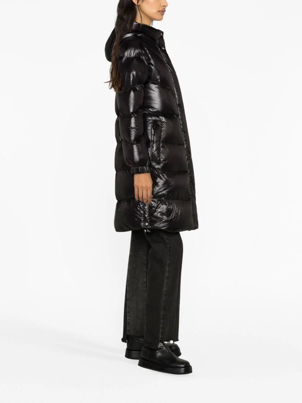 WOOLRICH Aliquippa Long Down Jacket In Shiny Nylon