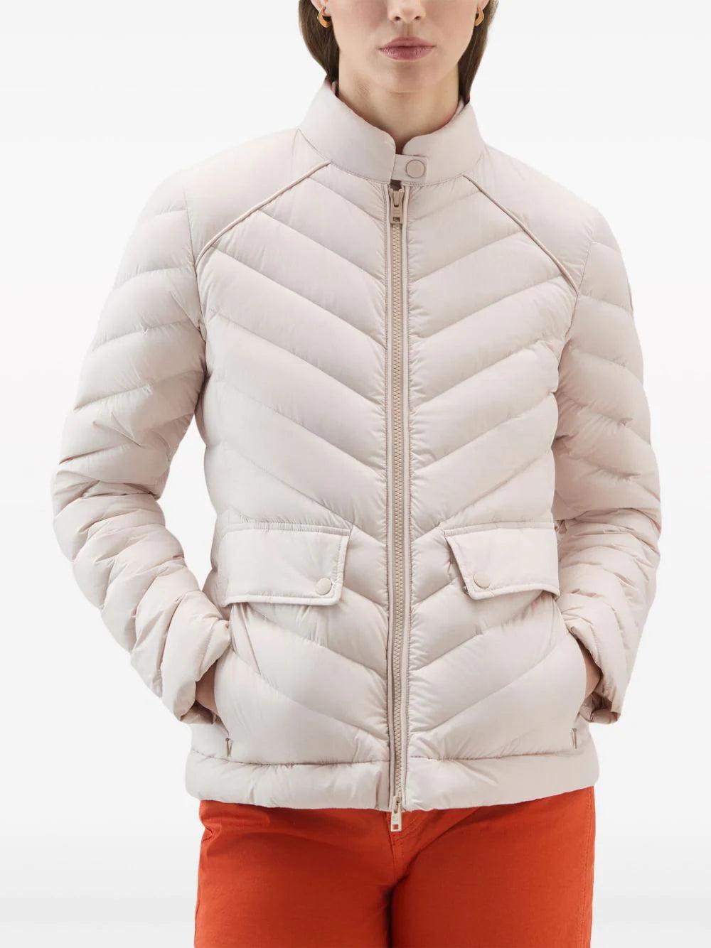 WOOLRICH Short Padded Jacket With Chevron Quilting