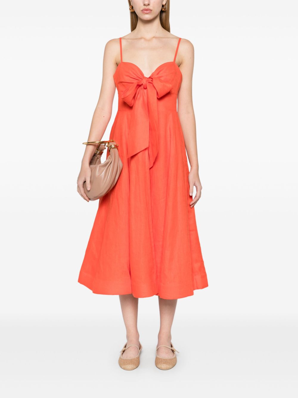 ZIMMERMANN Crush Tie Front Midi Dress