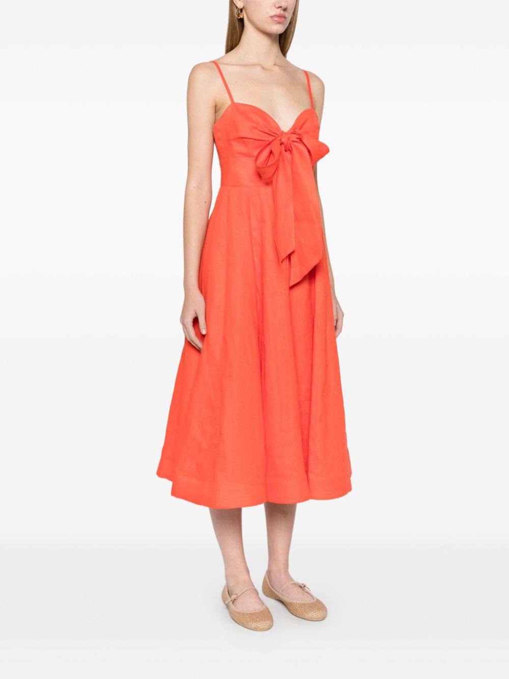 ZIMMERMANN Crush Tie Front Midi Dress