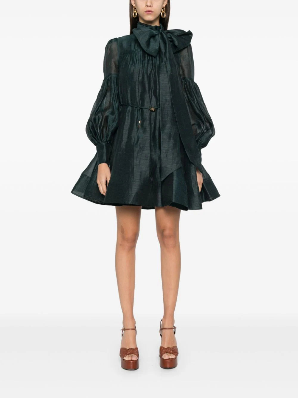 ZIMMERMANN Pavilion Tie Neck Mini Dress