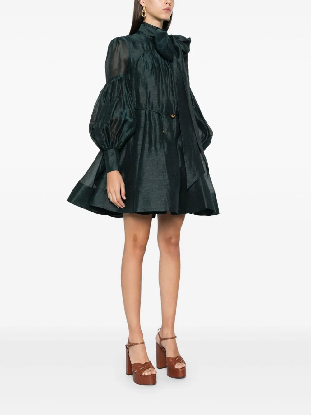 ZIMMERMANN Pavilion Tie Neck Mini Dress