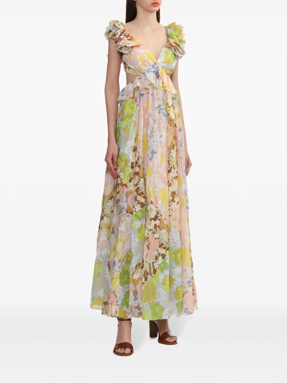 ZIMMERMANN Pop Ruffle Sleeve Midi Dress