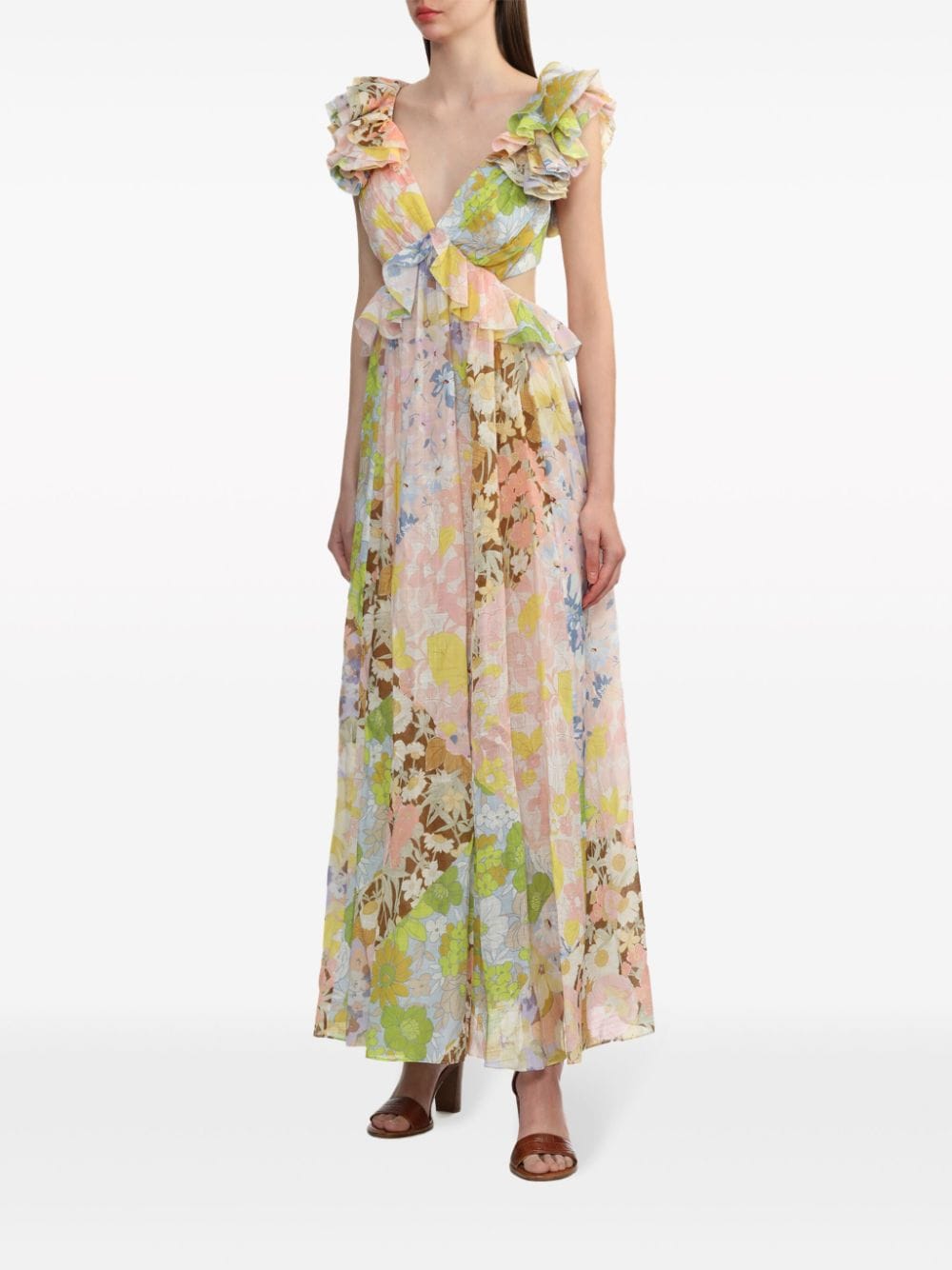ZIMMERMANN Pop Ruffle Sleeve Midi Dress