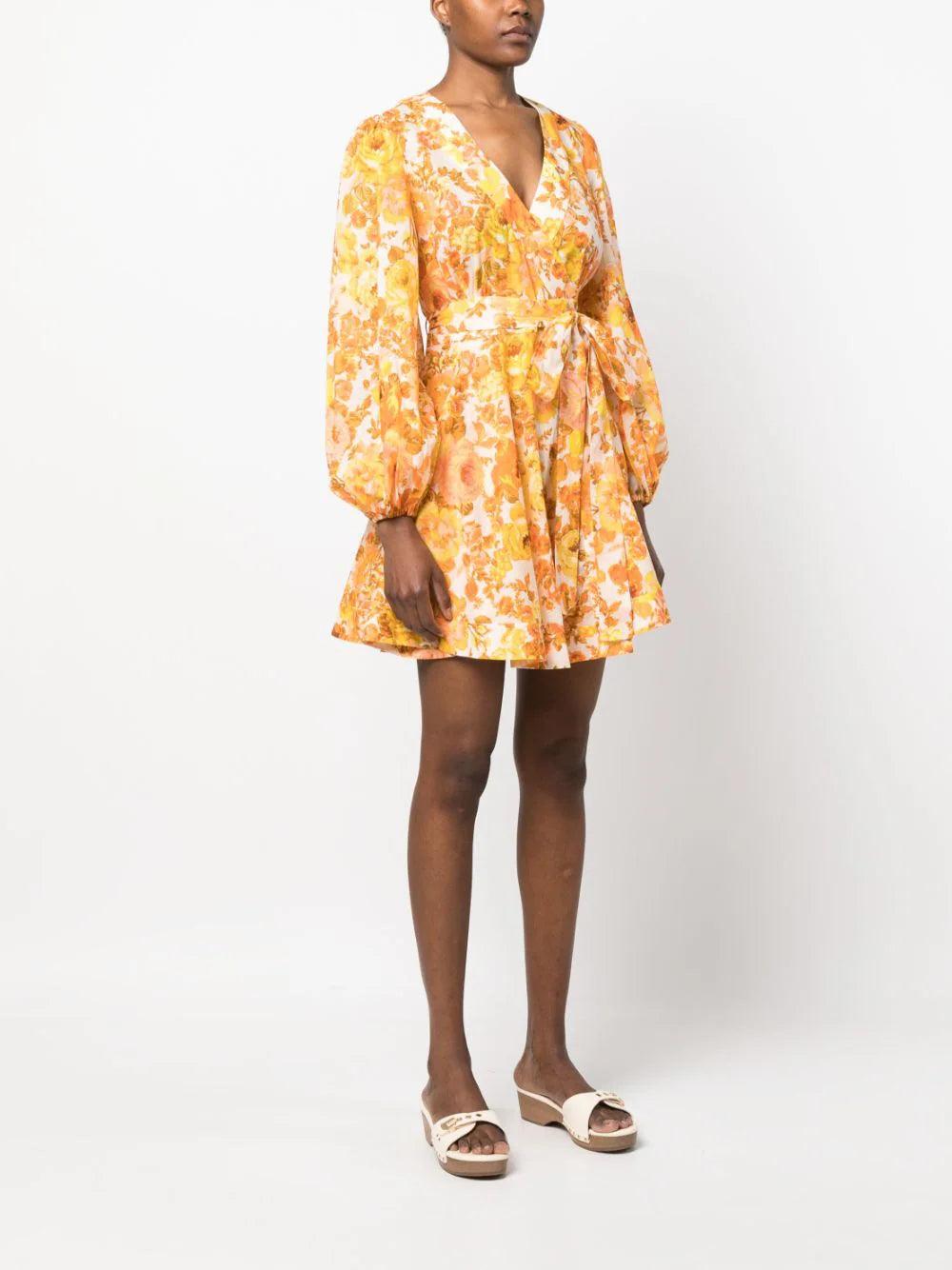 ZIMMERMANN Raie Wrap Mini Dress