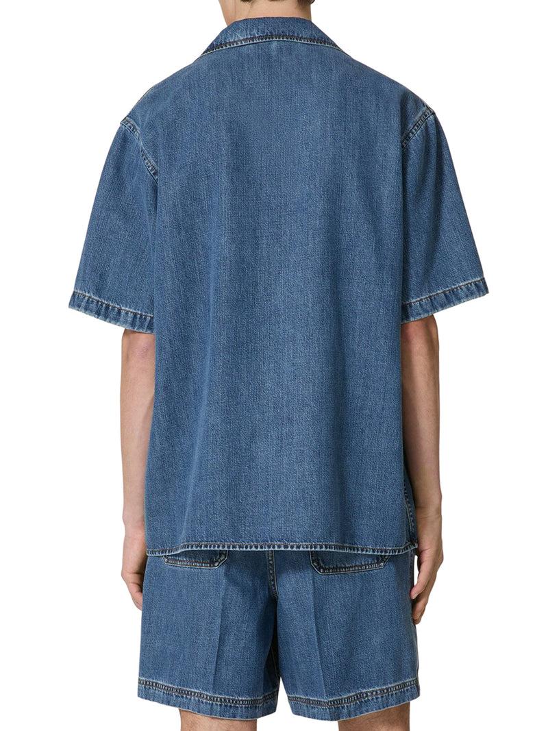 Suitnegozi CAMICIA BOWLING IN DENIM CON V DETAIL METALLICA