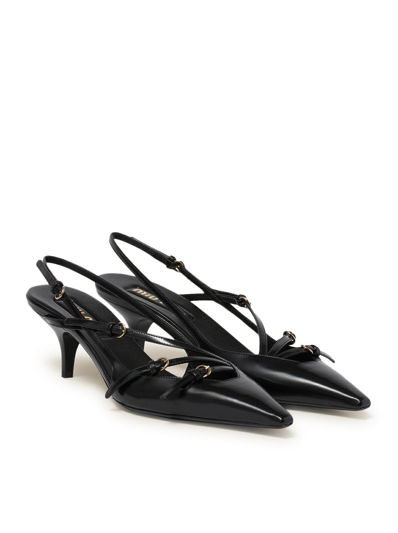Suitnegozi Décolleté Slingback In Pelle Spazzolata Con Fibbie